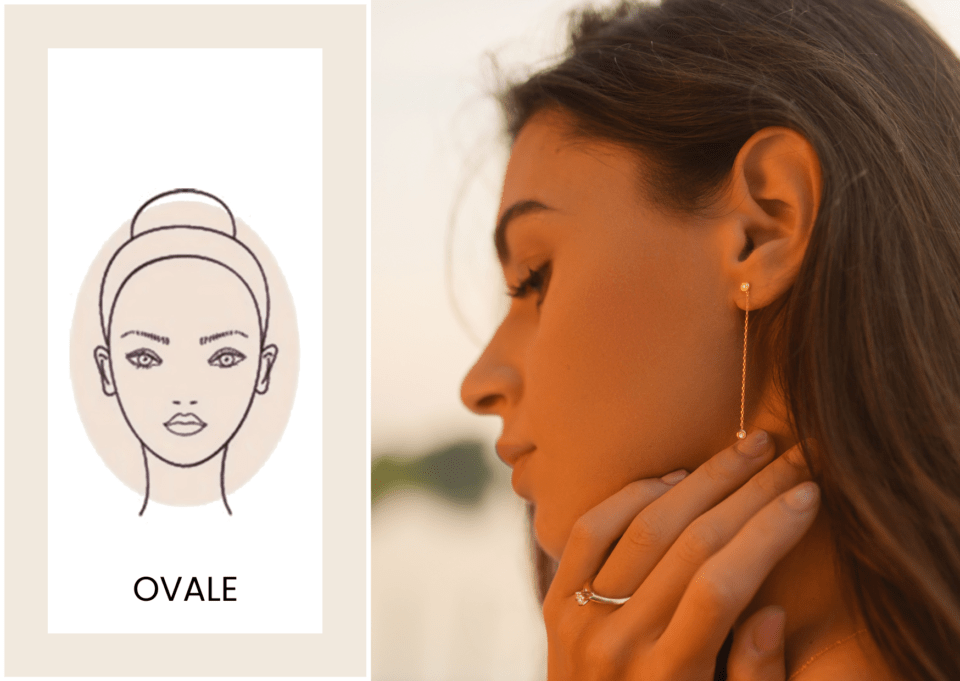 viso ovale e orecchino giusto